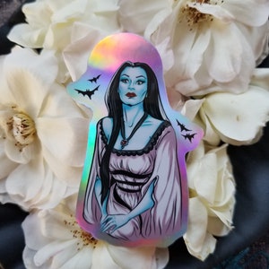Lily Munster holographic sticker