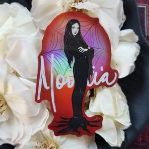 Morticia Addams holographic sticker