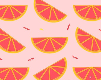 Pink Tropical Grapefruit Citrus Print, Citrus and Tropical, Fiesta, Kitchen and Bedroom décor