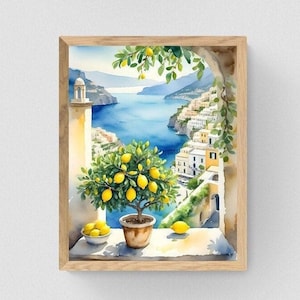 Amalfi Coast Italy Lemon Tree, Coastal Decor, Amalfi Prints, Lemon Print, Amalfi Coast Art, Instant download Printable Artwork, Kitchen