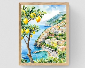 Costa de Amalfi Italia Limonero, Decoración costera, Impresiones de Amalfi, Impresión de limón, Arte de la Costa de Amalfi, Descarga instantánea de obras de arte imprimibles