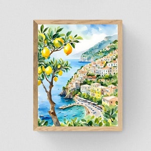 Amalfi Coast Italy Lemon Tree, Coastal Decor, Amalfi Prints, Lemon Print, Amalfi Coast Art, Instant download Printable Artwork