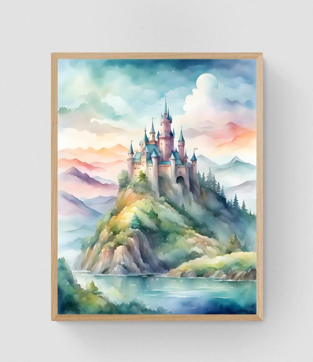Watercolor Fantasy Castle Wall Art, Nursery Wall Art Decor, Kid's ...