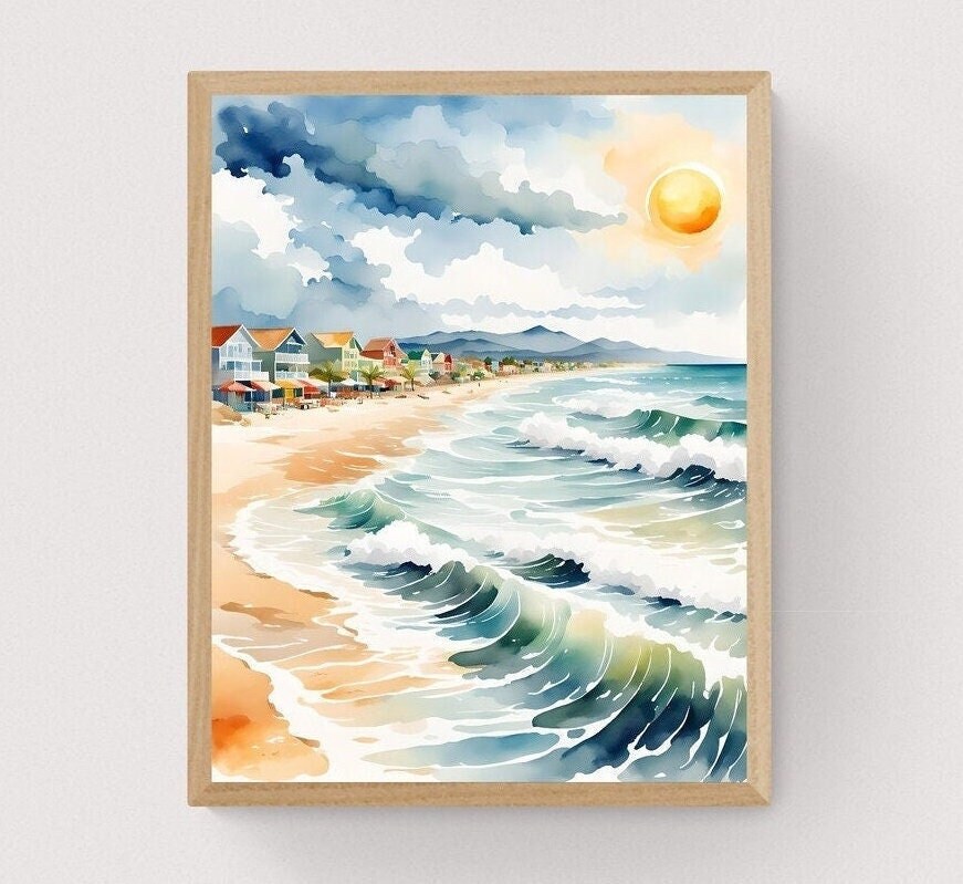 Watercolor Coastal Beach Art Print, Coastal Wall Art, Coastal Decor ...