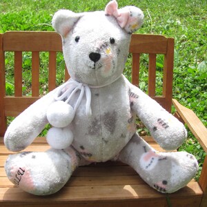 11 inch memory bear, teddy bear, made out of loved ones clothing, keepsakes, stuffed bear, homemade bear