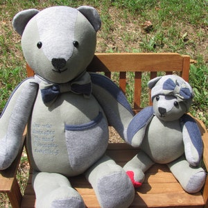 18 inch Bear and 10 inch bear,Memory Bear,KeepsakeBear,Bear made from clothing,Teddy BearBear Memorial Bear,Unique gift