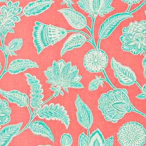 Natchez Flowering Vine coral Linen Blend Fabric for Home Decorating and Upholstery