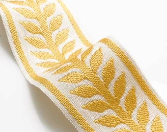 2.25&quot; Marlowe Leaves Border Tape yellow Trim for Home Decorating