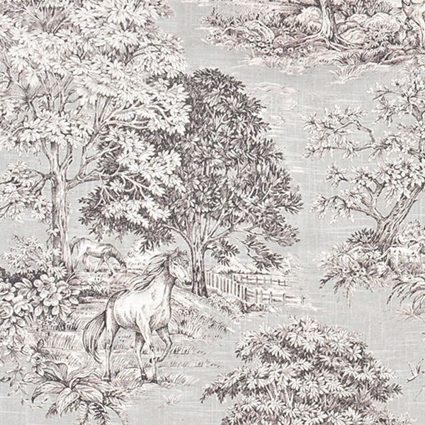 Pemberley Acres Toile grey Fabric for Home Decorating
