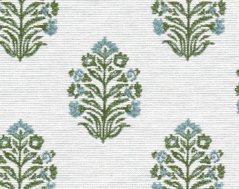 Dresden Washable! light blue and green Fabric for Upholstery and Home Decorating