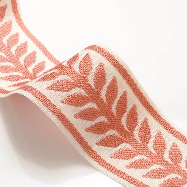 2.25" Marlowe Leaves Border Tape coral rouge Trim for Home Decorating