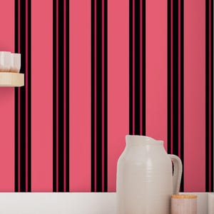 Cordially Yours Stripes magenta and back  Wallpaper