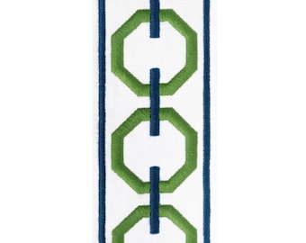 3" Maldives Geometric green/ navy Trim Tape