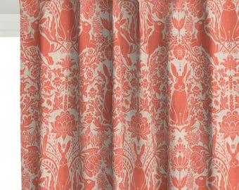 Rabbit Haven coral  Drapery Panel