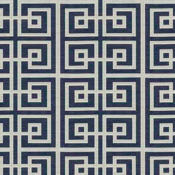 Greek Key Labyrinth indigo blue Fabric for Home Decorating