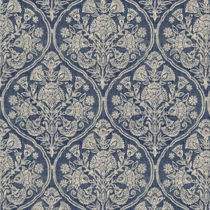 Kilkerran Springs Indigo Printed Linen Blend Fabric for Home Decorating