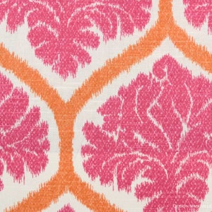 Montego Print Fabric for Home Decorating hot pink and orange