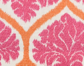 Montego Print Fabric for Home Decorating hot pink and orange