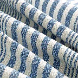 White Sand and  Blue Stripe Fabric
