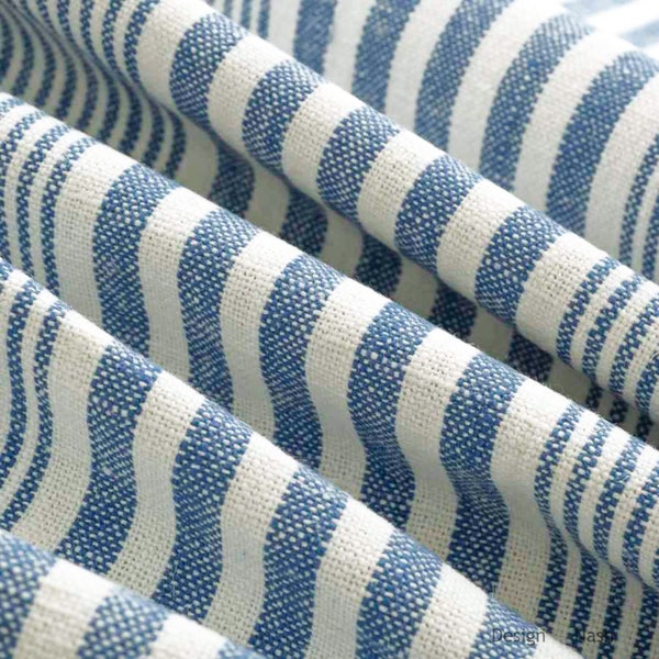 White Sand and Blue Stripe Fabric