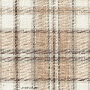 Birch Grove cream and toast Plaid Performance Fabric for Upholstery and Home Decorating