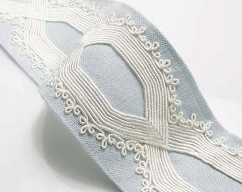 3.25&quot; Charlise powder blue Embroidered Border Tape Trim