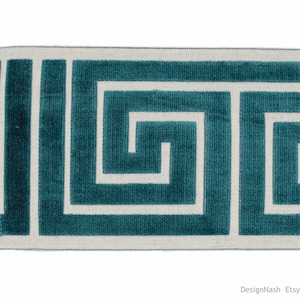 7&quot; Adonis Velvet Greek Key Border Tape teal peacock