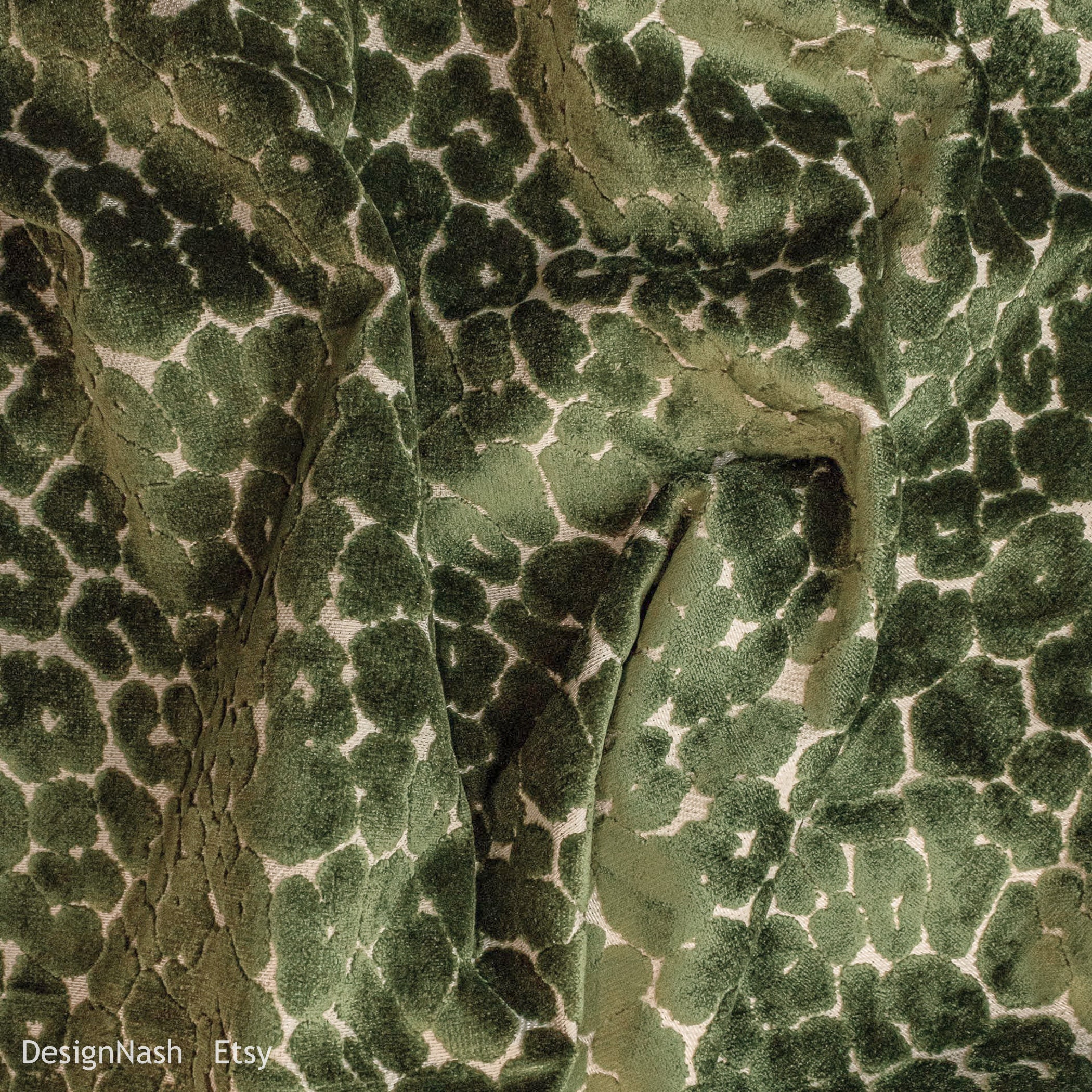 Jungle Spots Velvet Green Fabric for Home Decorating and