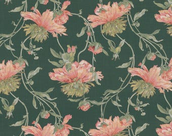Ethereal Blossoms coral and green Washable Fabric for Home Decorating and Upholstery