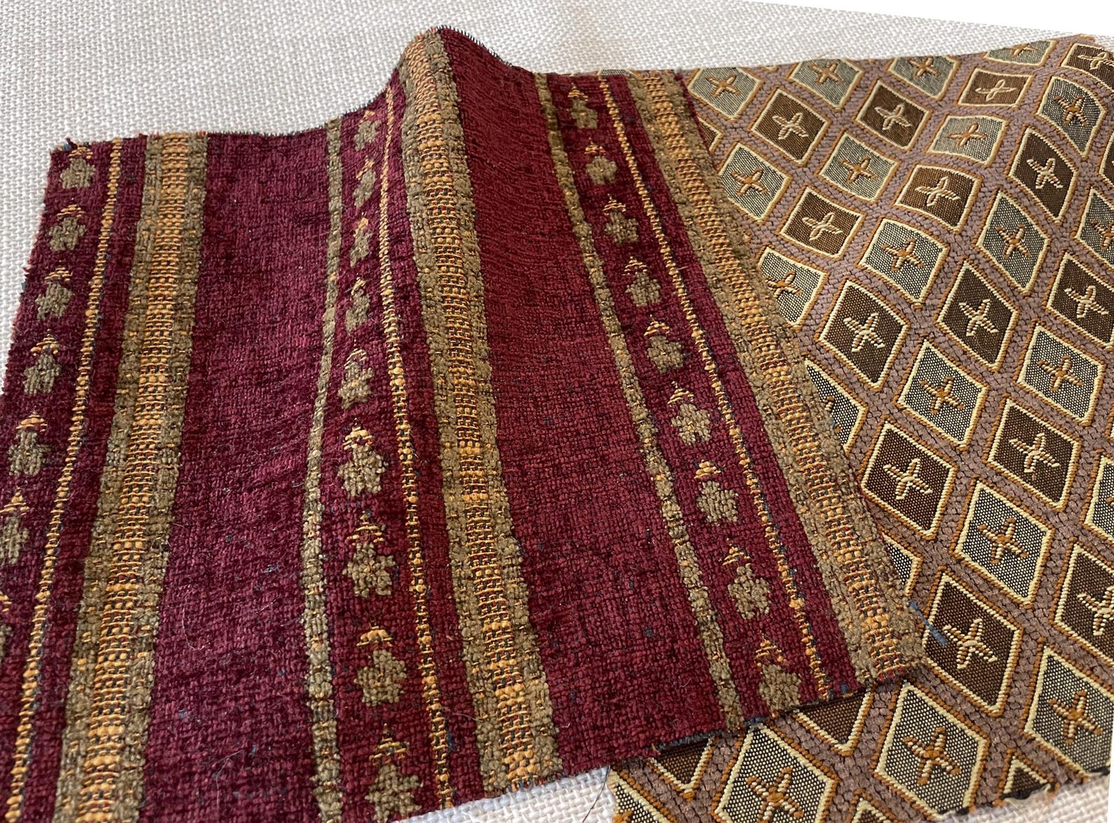 Durante Striped Chenille Plum Wine Fabric for Upholstery and Home ...