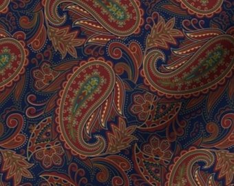 Extra Wide 116" & Standard Canterbury Paisley indigo Fabric for Curtains, Shades, Multi-purpose, and Upholstery