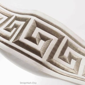 4" Bartoli Greek Key mushroom Embroidered Border Tape Trim