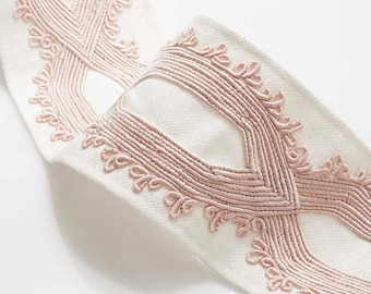 3.25&quot; Charlise Blush Embroidered Border Tape