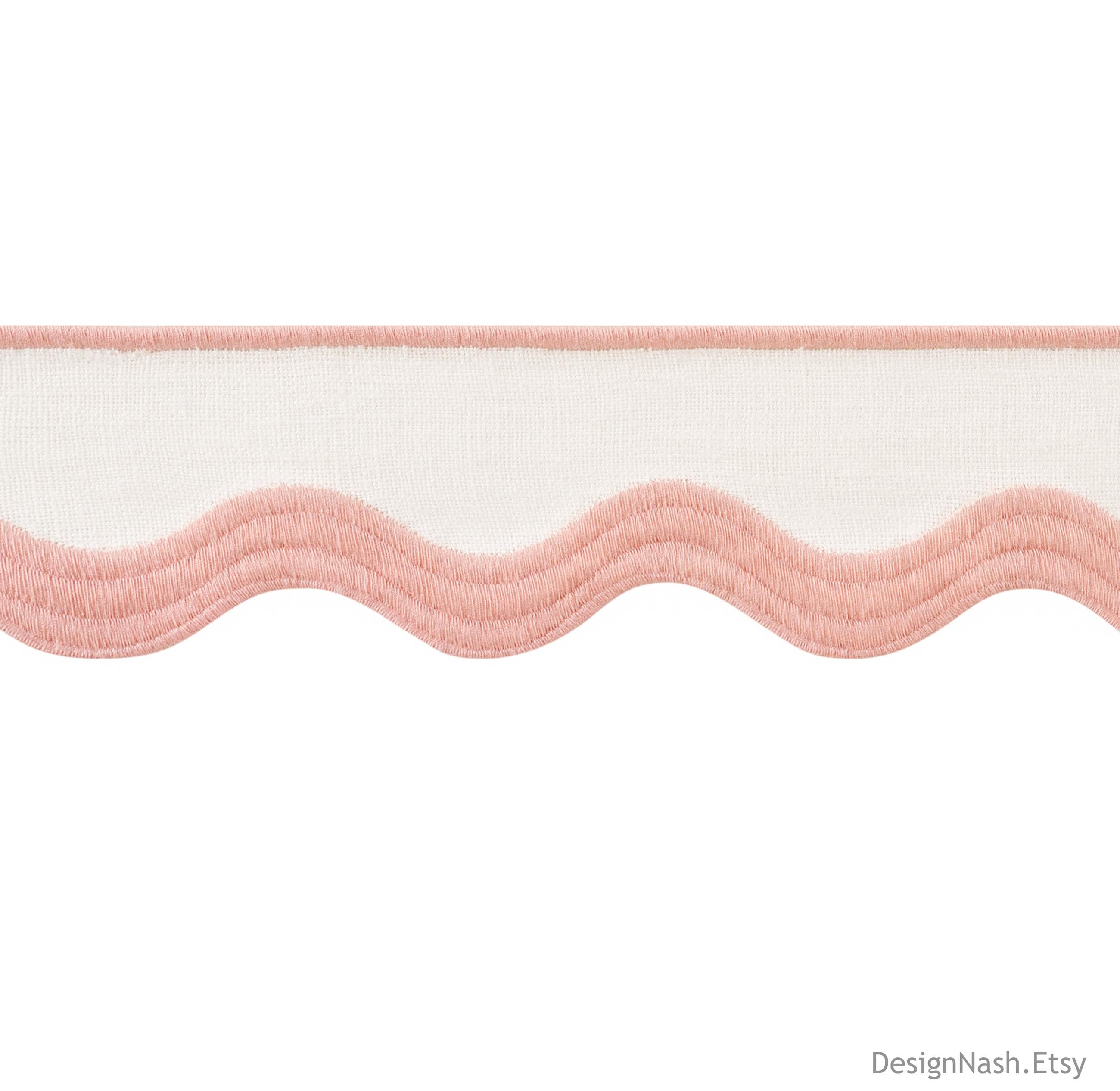 2.1" Alice Scalloped Embroidered Linen Trim Tape blush pink