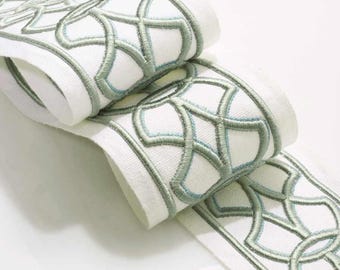 3.25" Dasani Fretwork bayberry green Border Tape
