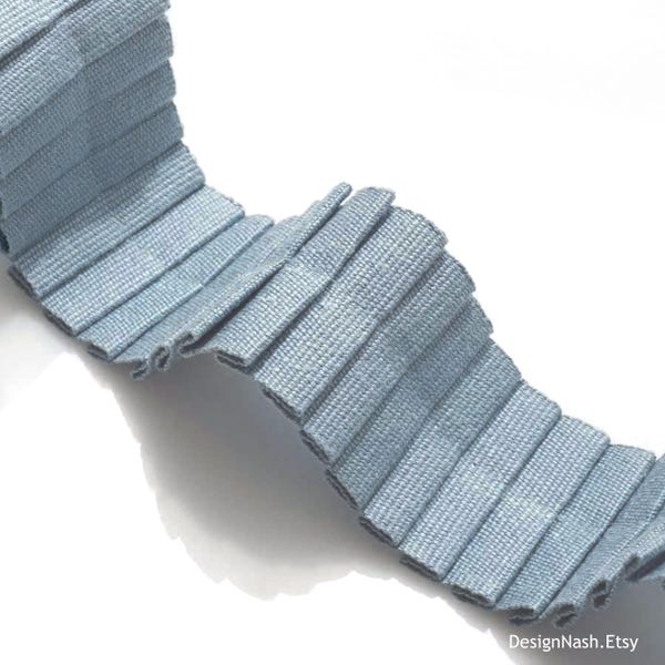 1.75" Maisie Wedgewood blue Pleated Linen Tape Trim