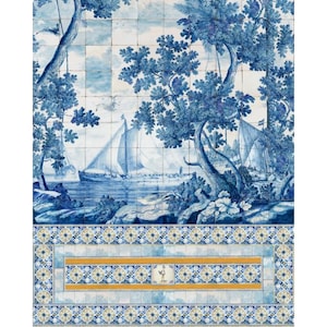 Carta da parati/murales navigando sul Mediterraneo blu e giallo