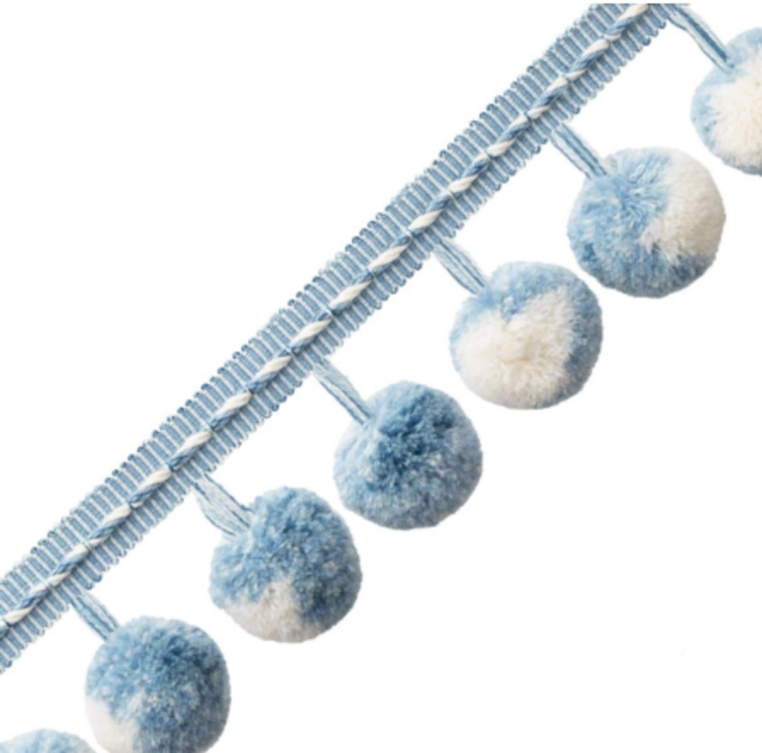 Quinn Pom Pom Fringe Trim sky blue