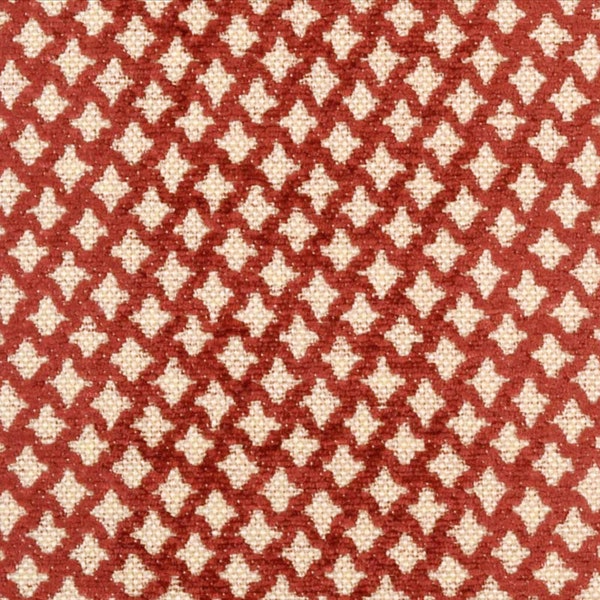 Petite Diamonds color red pepper Chenille Fabric for Home Decorating and Upholstery