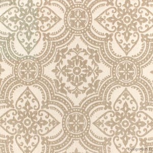Palermo Framed Medallions Beige Chenille Fabric for Home Decorating and Upholstery