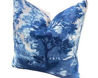 Heritage Woodland Toile Premium Linen Pillow Cover