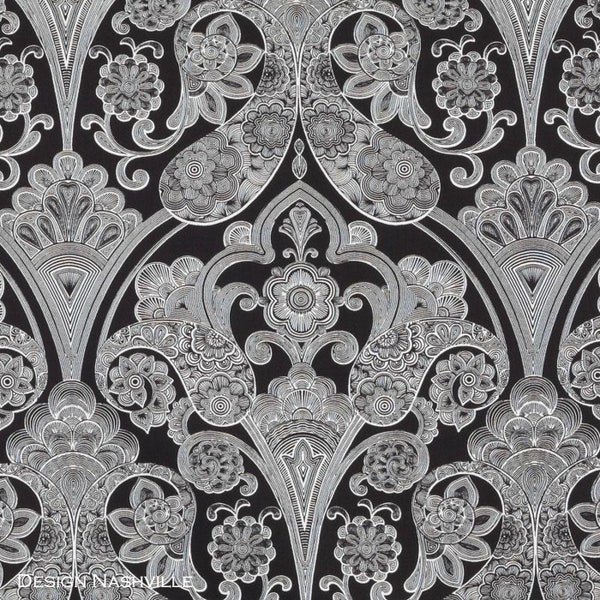 Black and White Damask Fabric Etsy