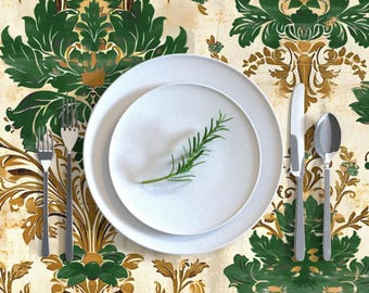 Florentino Damask green and toffee Custom Tablecloth round, rectangle, square