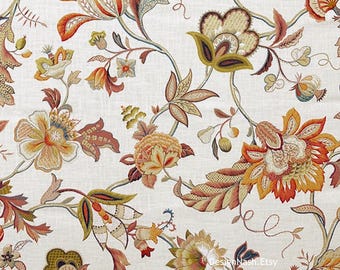 Kamryn's Flowers plum, pumpkin, olive Fabric for Home Decorating and Upholstery
