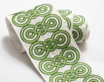 3.25&quot; Jernigan Embroidered green Trim Tape Border