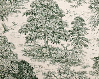 Pemberley Acres green Toile Fabric for Home Decorating