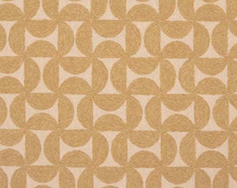 Studio 60 ocre Embroidered fabric for curtains, shades, and Bedding: Mid-Century Geometric Pinwheel