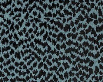Prowling Instinct teal blue and black Velvet Fabric for Upholstery and Home Decorating