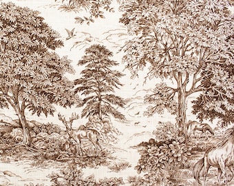 Pemberley Acres Toile brown Fabric for Home Decorating