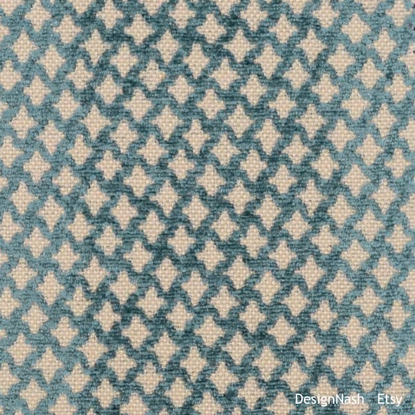 Petite Diamonds teal slate Chenille Fabric for Home Decorating and Upholstery